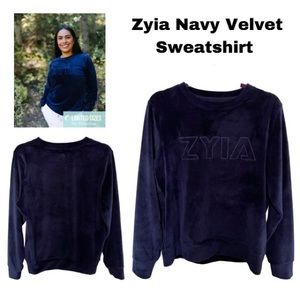 Zyia Navy Velvet Sweatshirt